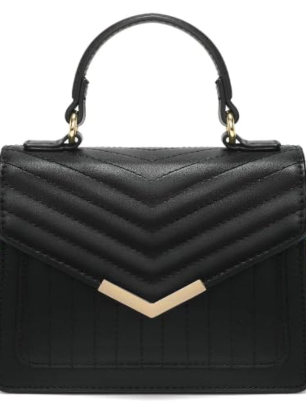 Vegan Leather Quilted Top Handle Satchel Crossbody Purse Adjustable Strap